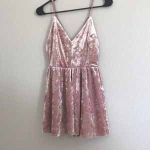 light pink crushed velvet romper